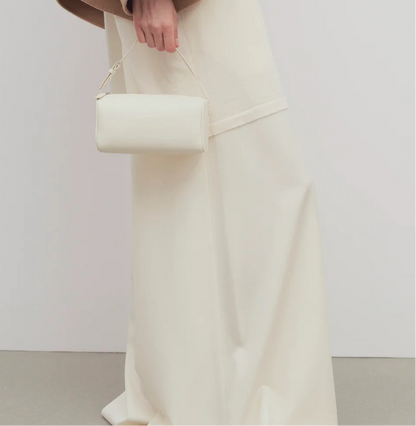 90s leather handbag- white purse model holding