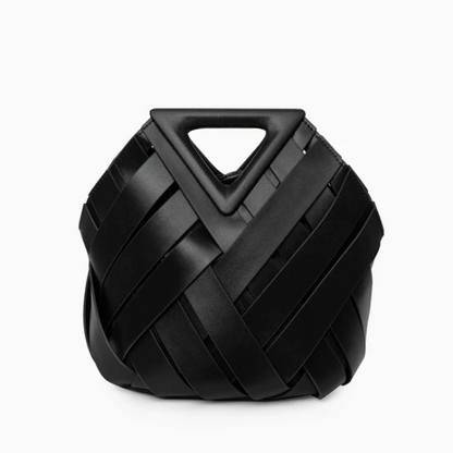 Black veya handbag on a white background
