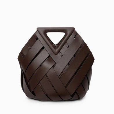 Brown veya handbag on a white background