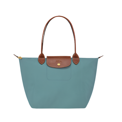 longchamp tote handbag-blue purse frontview