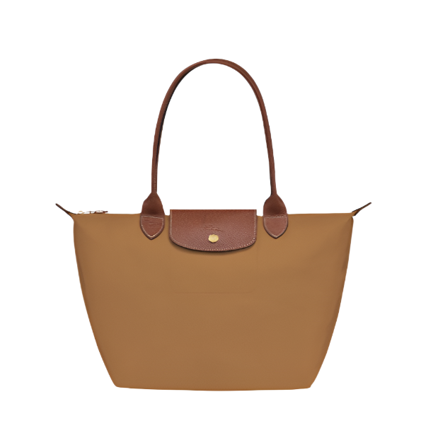 longchamp tote handbag-brown purse frontview