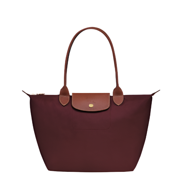 longchamp tote handbag-burgundy purse frontview