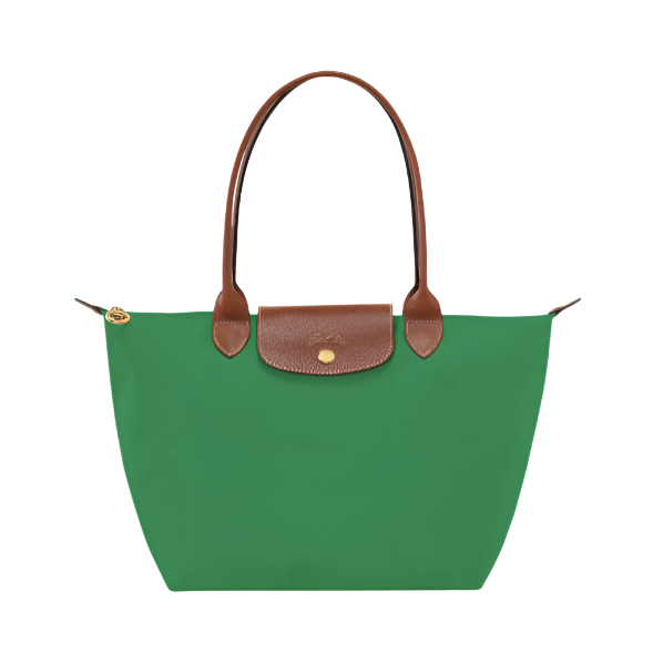 longchamp tote handbag-green purse frontview