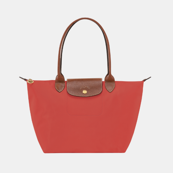 longchamp tote handbag-peach purse frontview