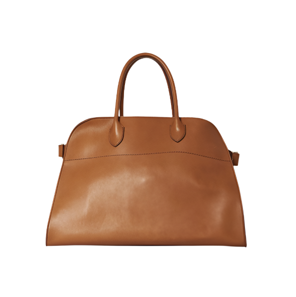 medium margaux handbag- ochre leather purse front view