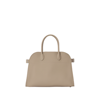 small margaux handbag- taupe leather purse front view