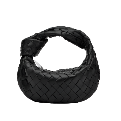 woven handbag mini-black purse frontview