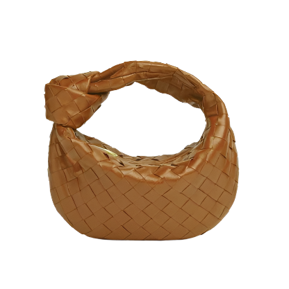 woven handbag mini-caramel purse-frontview