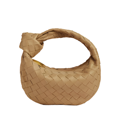 woven handbag mini-dark praline purse-frontview